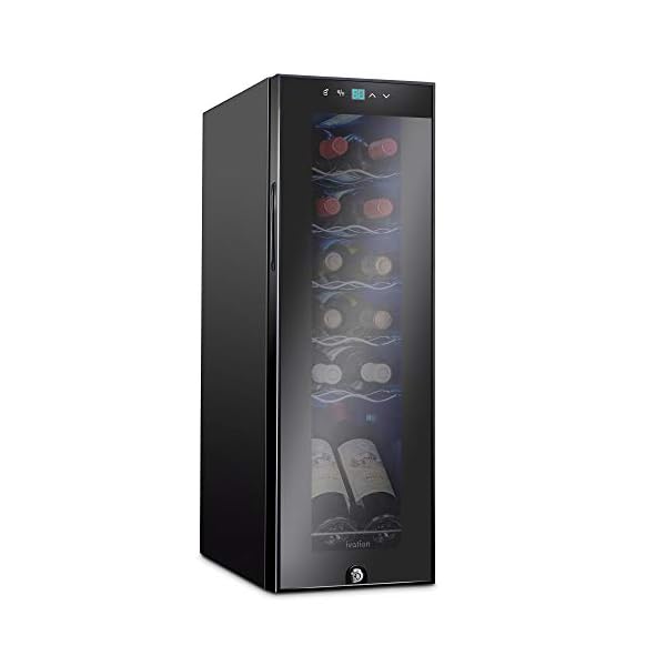 Ivation-12-Bottle-Compressor-Wine-Cooler-Refrigerator-wLock-Large-Freestanding-Wine-Cellar-For-Red-White-Champagne-or-Sparkling-Wine-41f-64f-Digital-Temperature-Control-Fridge-Glass-Door-Black