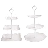 2 Set 3-Tier White Dessert Cake Stand, Plastic