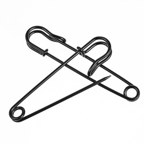 15 PCS 3‘’ Large Safety Pins Heavy Duty, Steel Safety Pins for Clothes Extra Large Diaper Pin Black Safe Pin Sharp Tip for Secure Hold Blankets Skirts Diapers Leather Canvas Wool Thick Fabric Crafts