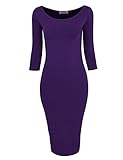 Tom's Ware Womens Classic Slim Fit Bodycon Midi Dress TWCWD059-PURPLE-US M