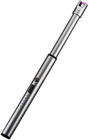 Yeleo Trosetry Light Arc Lighter, Flameless Electronic Lighter with Battery Indicator, USB Windproof, Portable Grill Candle, Kitchen Flameless Lighters, Electronic Cigarette Lighter Silber1