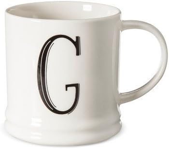 Monogrammed Porcelain Mug 15oz White with Black Letter - Threshold (Letter G)