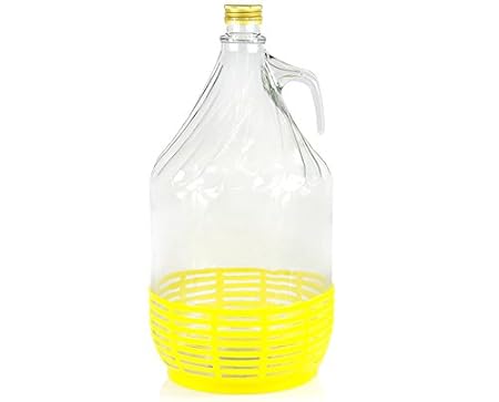 Weinballon Glasballon mit Schraubverschluß und Kunststoffkorb Glasflasche Gärballon 5 L