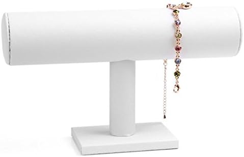 Hers Bracelet Display Case White PU Leather T-bar Bangle Bracelets Organizer Holder