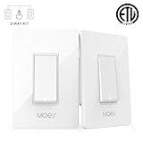 3 Way WiFi Smart Wall Light Switch Wireless Remote APP Control From Anywhere Compatible with Alexa and Google Home Timer Function No Hub Require (3-Way Smart Switch Kit (2 Pieces))
