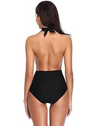 SHEKINI traje de baño monokini para dama con escote en V profundo, sin espalda, cintura alta, traje de baño de una pieza