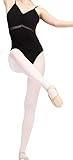 Black Cotton Camisole Ballet Dance Leotard With Mesh Waist And Back
