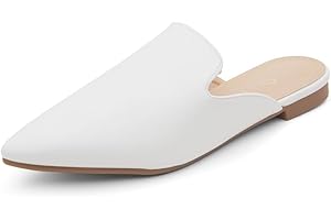 Shoe Land Cally Women's Mules, Pointed Toe Backless Loafer Shoes, Comfortable Flats, Slip-On Slides, Casual Flat Mule for Party, Office, Daily Wear, and Business