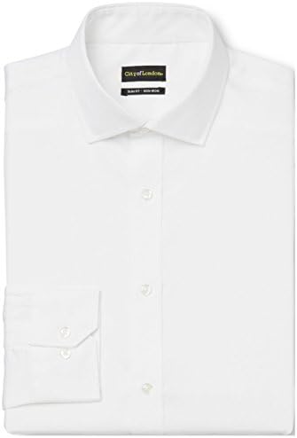 City of London Men's Slim Fit Premium Non-Iron Dress Shirt (16.5" Neck, 34-35" Arm, Dove White)