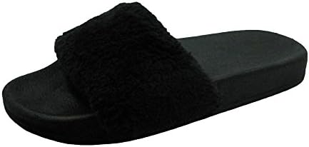Fashion Blue Trendy Cute Color Women's Furry Fur Slide