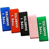 fix-tape 5pcs Silicone Type 1 Diabetic Medical Alert Colored Watch Sleeves Clips Gel Diabetic Supplies (Type 1)