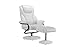 Divano Roma Furniture Office Swivel Chair with Footstool, Faux Leather Reclining Executive and Gaming Chairs (White)
