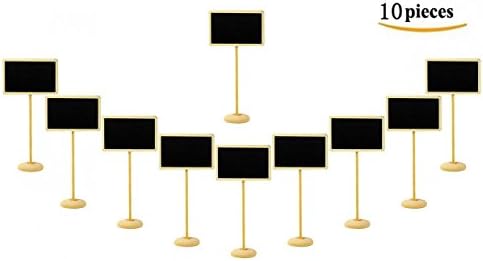 TIENO 10pcs Mini Chalkboards Signs Message Blackboards Stand for Wedding Table Number, Wooden Erasable Board for Party Christmas Gift