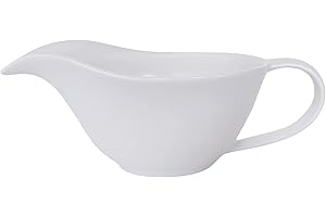 Sizikato Classic Matte Pure White Porcelain Easy Pour Gravy Sauce Boat Creamer Pitcher. 7 Oz