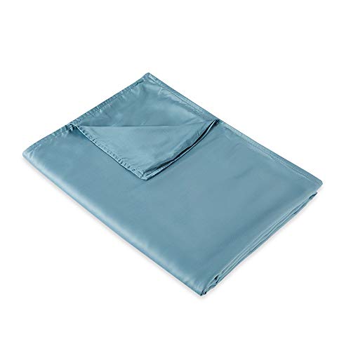 Weighted Idea Cooling Bamboo Weighted Blanket Removable Duvet Cover 48''x78'' (100% Natural Bamboo, Sea Grass Blue)