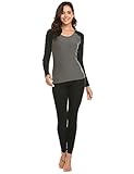 Ekouaer Women’s Thermal Underwear Set Warm Long Johns Set Fleece Lined Base Layer Top & Bottom