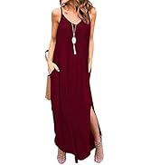 Zilcremo Women Summer Casual Dress Floral Loose Boho Dresses Cami Maxi Dresses with Pockets