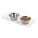 mDesign Premium Quality Square Pet Food and Water Bowl Feeding Mat for Dogs and Cats, Waterproof Non-Slip Durable Silicone Placemat - Food Safe - Small, Linelle Collection - Clear