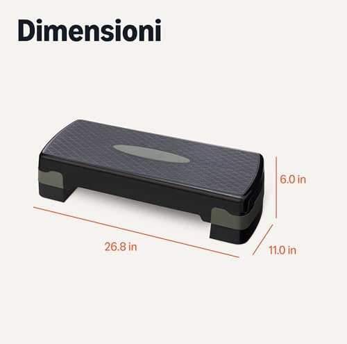 Pedana Step per Aerobica, Stepper Regolabile per Allenamento a Casa, 68.58cm, Nero/Grigio