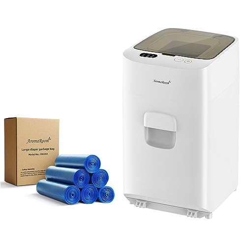 AromaRoom Electric Diaper Pail & Diaper Pail Refills bag 216 Count, 6 Rolls (Large Size)