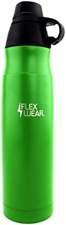 Flexwear 800ml/27 Ounce Double Walled Vacuum Insulated Stainless Steel Water Bottle for Hot or Cold Drinks, BPA Free (Green/Black), Hydration Bottle