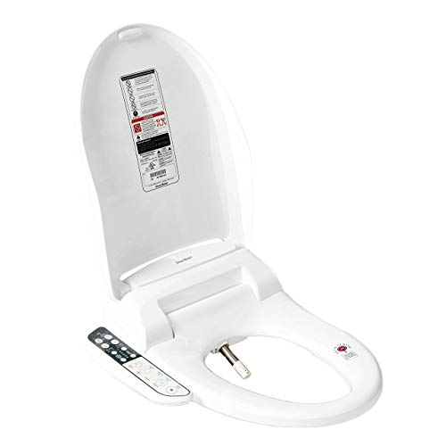 SmartBidet SB-110 Electric Bidet Seat for Elongated Toilets with Control Panel, Stainless Steel Nozzle with Removable Nozzle Cap, Child Wash Function, Slim and Strong Design in White