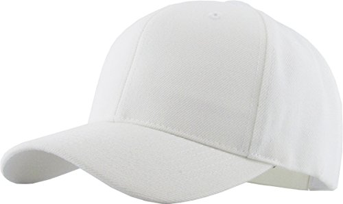 KBY-2361 WHT Plain Solid Baseball Cap Adjustable Closure Unisex Hat