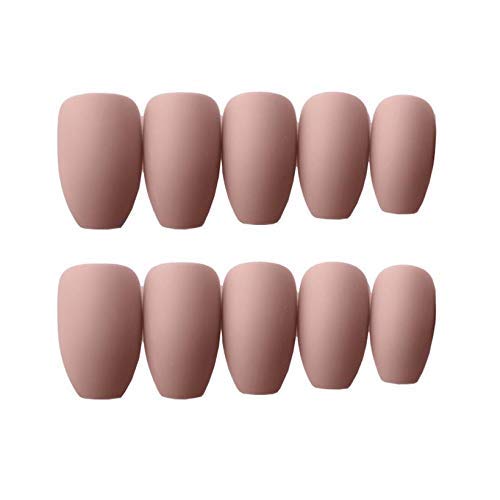 24pcs/set Press On Nails French False Nails Coffin with Medium Long Design Fake Nail Tips Full Cover Acrylic Glue On Fake Nails for Lady Pink Grey