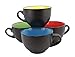 Bruntmor 24 oz Coffee Mugs Set of 4 - Oversized Black Multicolor Coffee Mugs with Handle - Ideal for Coffee, Tea, or Soup - Durable, Microwave and Dishwasher Safe Ceramic Cup for Hot or Cold Beverages