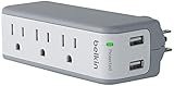 Belkin 3-Outlet USB Surge Protector w/Rotating Plug- Ideal for Mobile Devices, Personal Electronics, Small Appliances and More (1 Amp, 918 Joules)