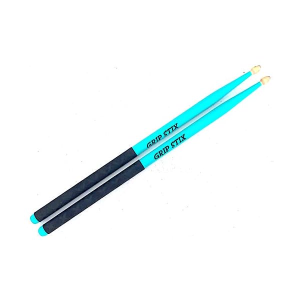 GRIP STIX 15" Long TURQUOISE with Black NonSlip Grip Drumsticks