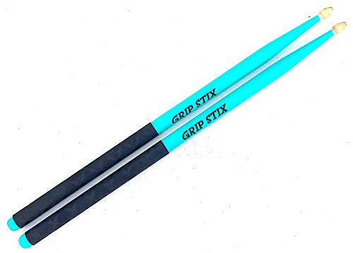 GRIP-STIX-15-Long-TURQUOISE-with-Black-Non-Slip-Grip-Drumsticks-Ideal-for-All-Drumming-Cardio-Fitness-Aerobic-Workout-Exercises