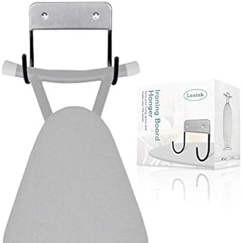 Lenink Ironing Board Hanger,Wall Mount Ironing Board Holder Organizer Wall Rack for Laundry Rooms (Black)