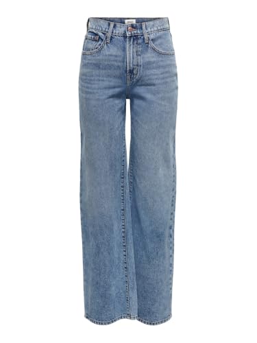 ONLHope Life Wide High Waist Jeans - Vaqueros de Corte Ancho para Mujer, Mezclilla De Color Azul Claro, 28W x 32L