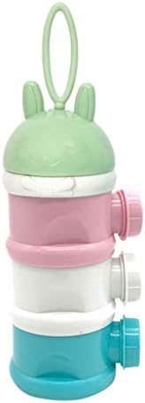 Milk Powder Box,Mosunx Housewares Stackable 3 Layers 9.6"×3.4" Formula Dispenser Travel Portable Detachable Baby Milk Powder Container with Handle (Green, 24.5×8.8cm/9.6"×3.4")