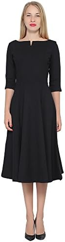 MarycraftsWomen's Fit Flare Tea Midi Dress for Office Business Work