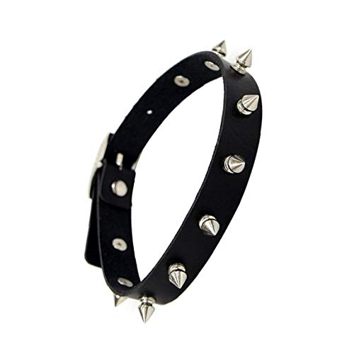 asdfwe-Punk-Collare-di-Cuoio-Choker-Punk-di-Goth-con-Borchie-Rivet-Pu-Girocollo-Collana-Regolabile-per-Donne-E-Uomini-Neri