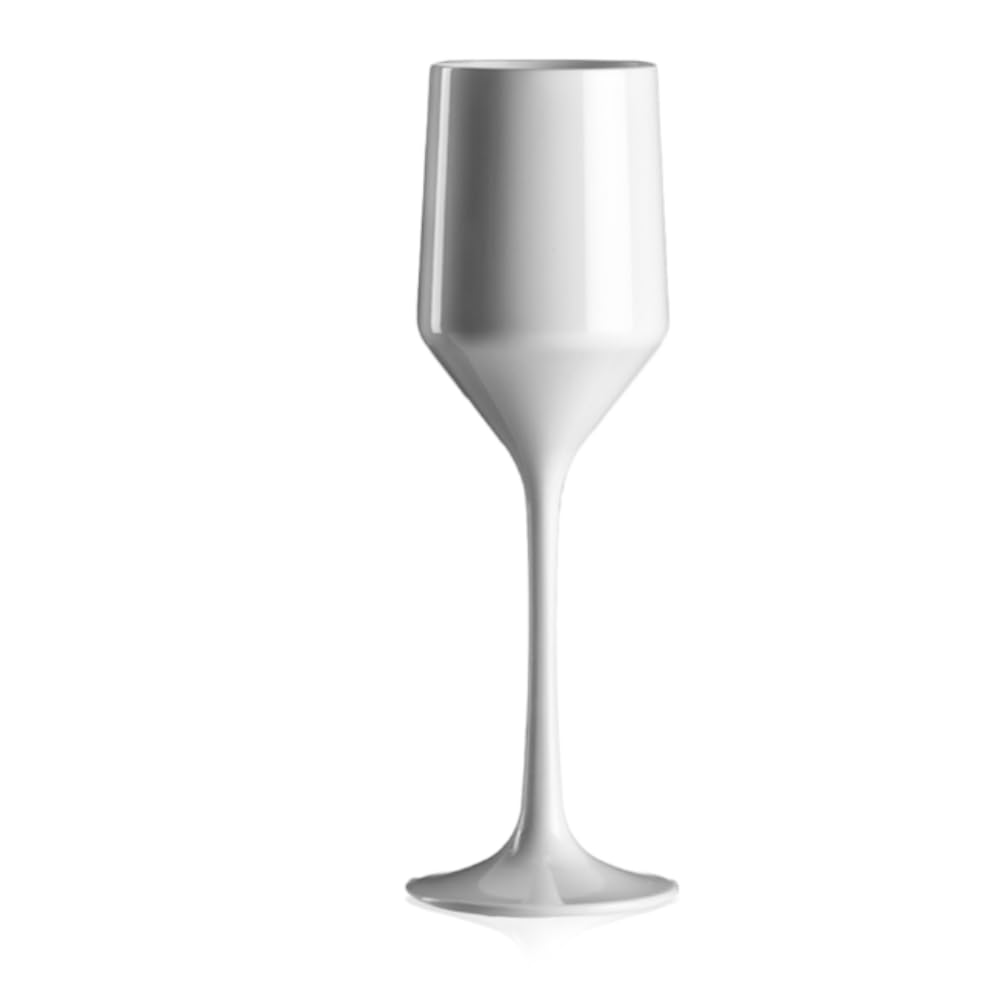AIOS Set of 6 Unbreakable Newly Designed Champagne Flutes (190ml/6.7oz to Rim). Dishwasher Safe. Suitable for Professional and Everyday use at Home or Outdoors. (White)