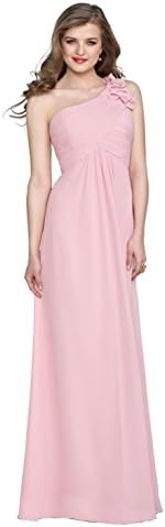 Mori Lee 288 One Shoulder Long Chiffon Formal Dress, Rose Petal Pink, 12