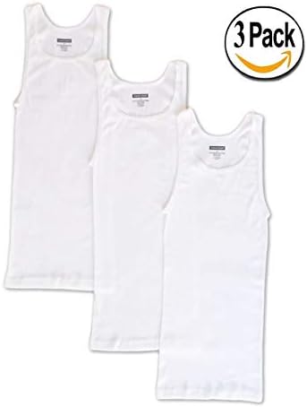 Goza Cotton Men’s Tagless A-Shirt Undershirt Top Tank Athletic Fit White (3 Pack)