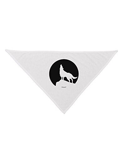 TooLoud Wolf Howling at the Moon - Design #1 Printed White Dog Bandana 26"