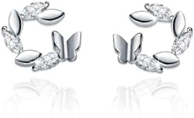 Cherry Blossom Charm Stud Earrings Sterling Silver with Crystal Enamel & Pink Flower Charm for Women Girls Fashion Fine Jewelry