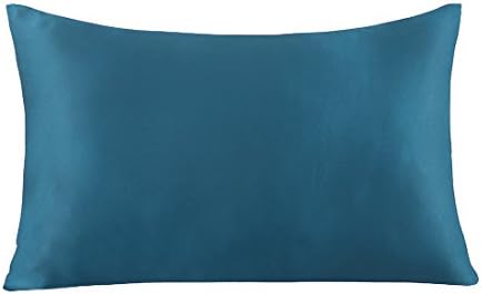 Natural Silk Pillowcase for Hair &amp; Skin with Hidden Zipper 19 Momme 100% Pure Mulberry Silk Charmeuse Vividmoo, standard size dark teal