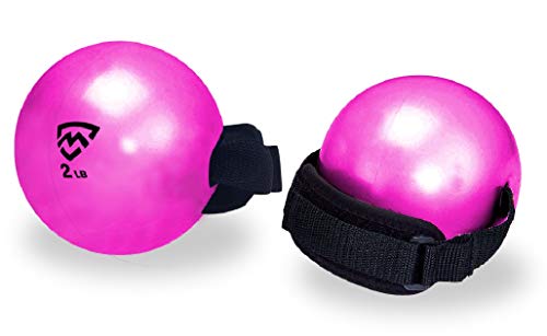 MANYTONEZ 2lb Soft Weighted Toning Ball/Medicine Ball with Handle Strap - Set of 2 - for Pilates, Yoga, Barre, Physical Therapy, and Core Training