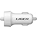 Car Charger, Liger 2.4A MFI Lightning Car Charger with Built-in apple certified 8-Pin Lightning Cable For iPhone 6S,6S Plus,6,6 Plus,5S,5C,5, iPad Air Pro, iPad Mini 1,2,3,4 iPod (White)