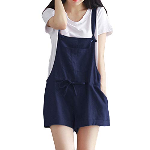 Orangeskycn Women Jumpsuits Rompers,Dungarees Loose Lace Up Cotton Shorts