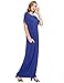 Verdusa Women's Summer Casual Loose Long Dress Short Sleeve Pocket Shift Maxi Dress Blue L
