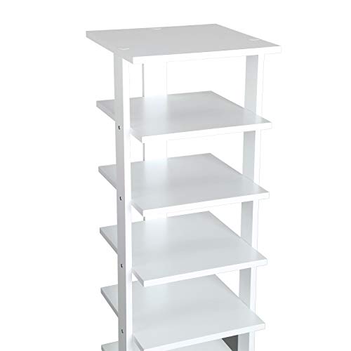 JEROAL Wooden Shoes Rack, 7 Tiers Entryway Vertical Narrow Tall Shoe