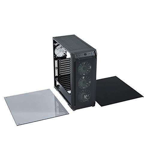 FSP E-ATX Mid Tower PC Gaming Case with 2 Tempered Glass Panels, 4 Addressable RGB Fans, ASUS & MSI Motherboard Sync (CMT520 PLUS)