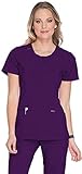 Infinity By Cherokee Women's Split Round Neck Solid Scrub Top Large Eggplant